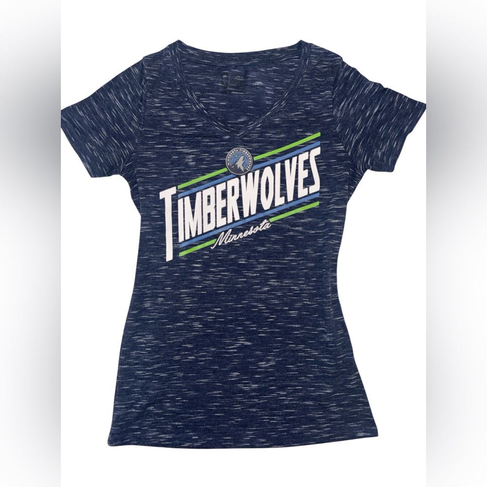 Small Minnesota Timberwolves Levelwear Women's Influx Fitted T-Shirt in Navy